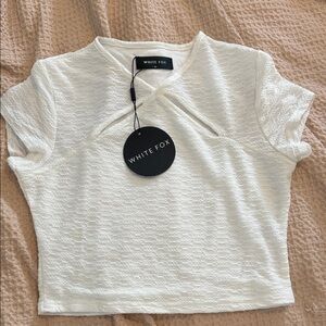White Fox Boutique White Textured Crop Top